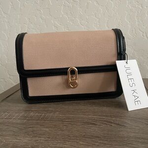 Jules Kae Mia Shoulder Bag Beige Black Gold Hardware